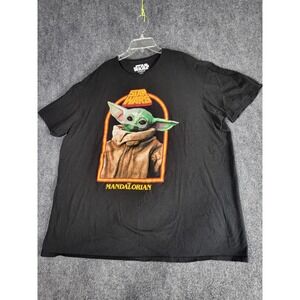 Star Wars Mandalorian Baby Yoda Graphic Print Tee Shirt‎ Mens 2XL Black Casual